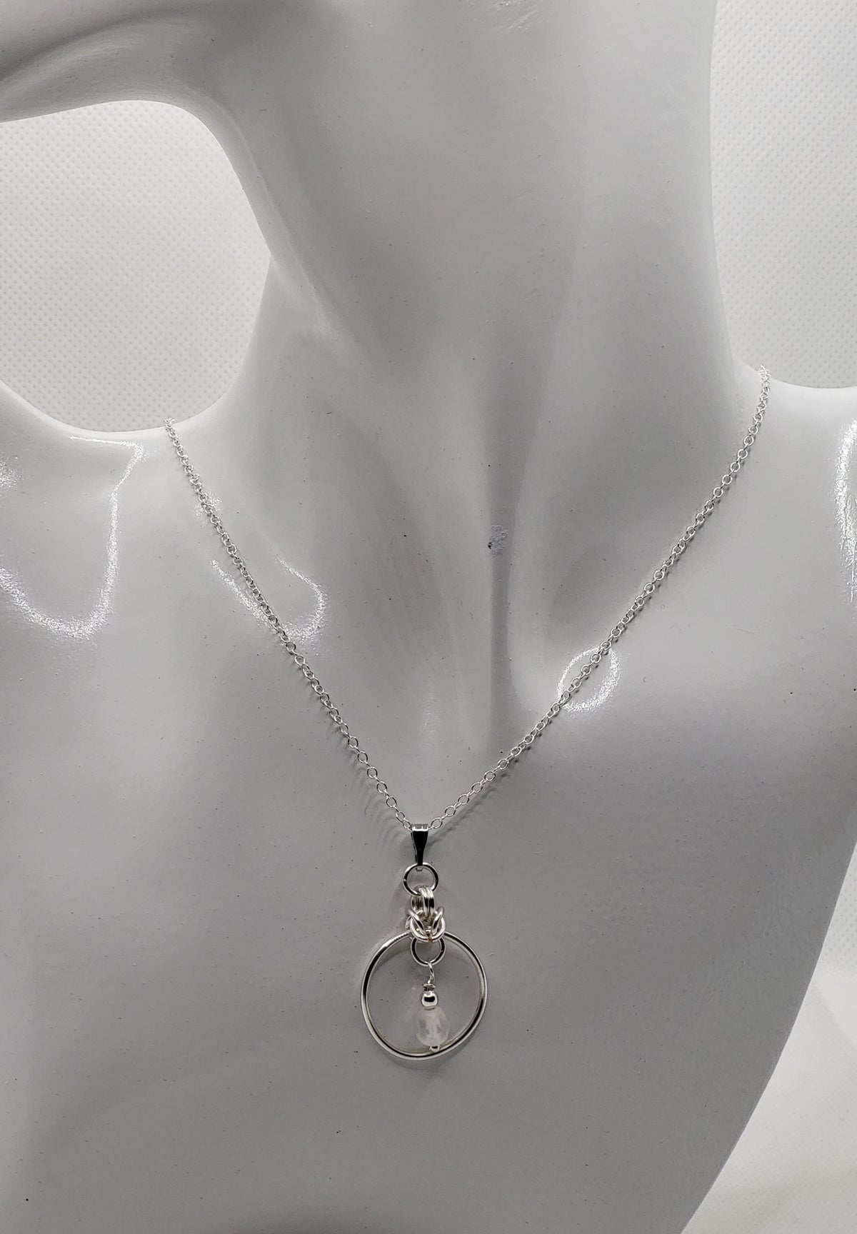 Sterling Silver hoop birthstone hoop necklace