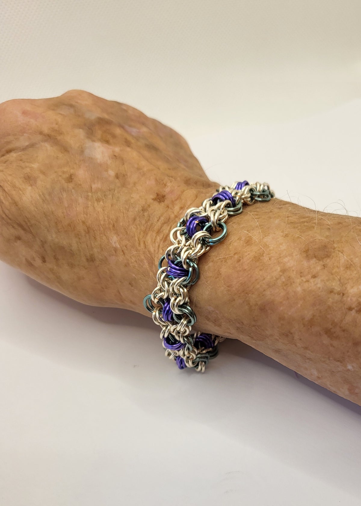 Purple, Green, and Silver Bracelet