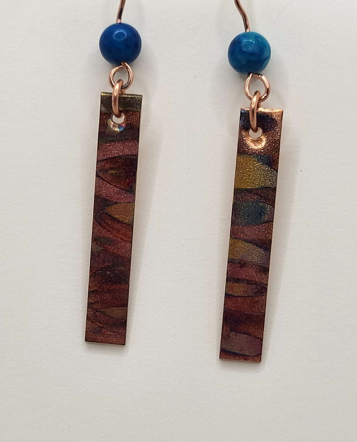 Rectangle Earrings with Blue Bead