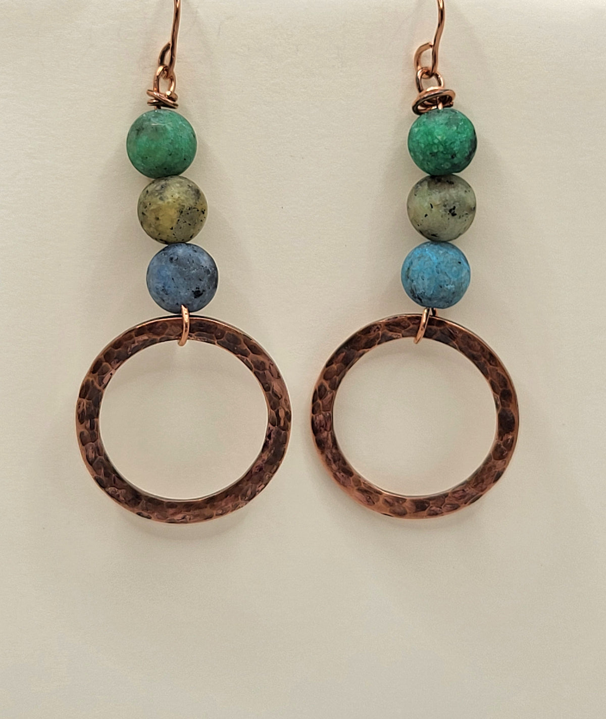 Copper Washer Earrings with Beads