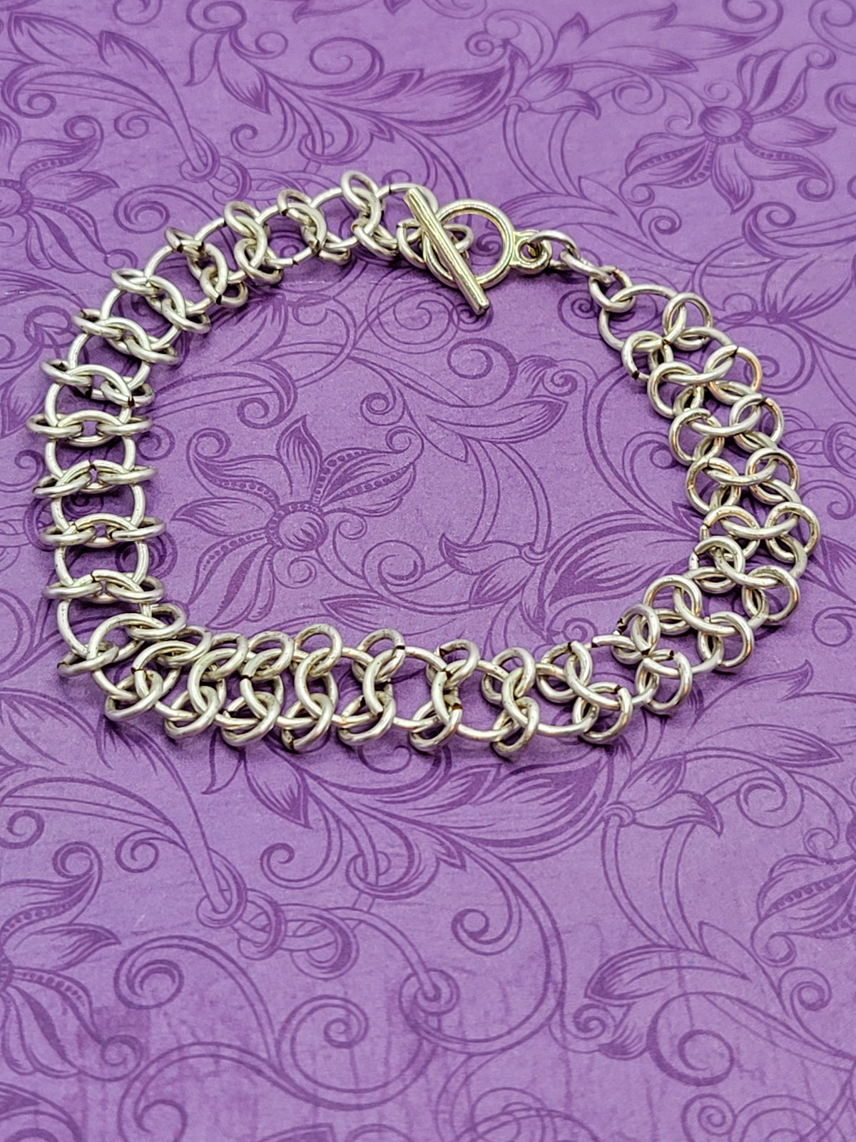 Silver chain mail bracelet