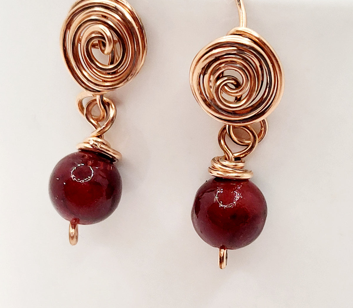 Mobius Style Earrings with Dyed Quartz Beads
