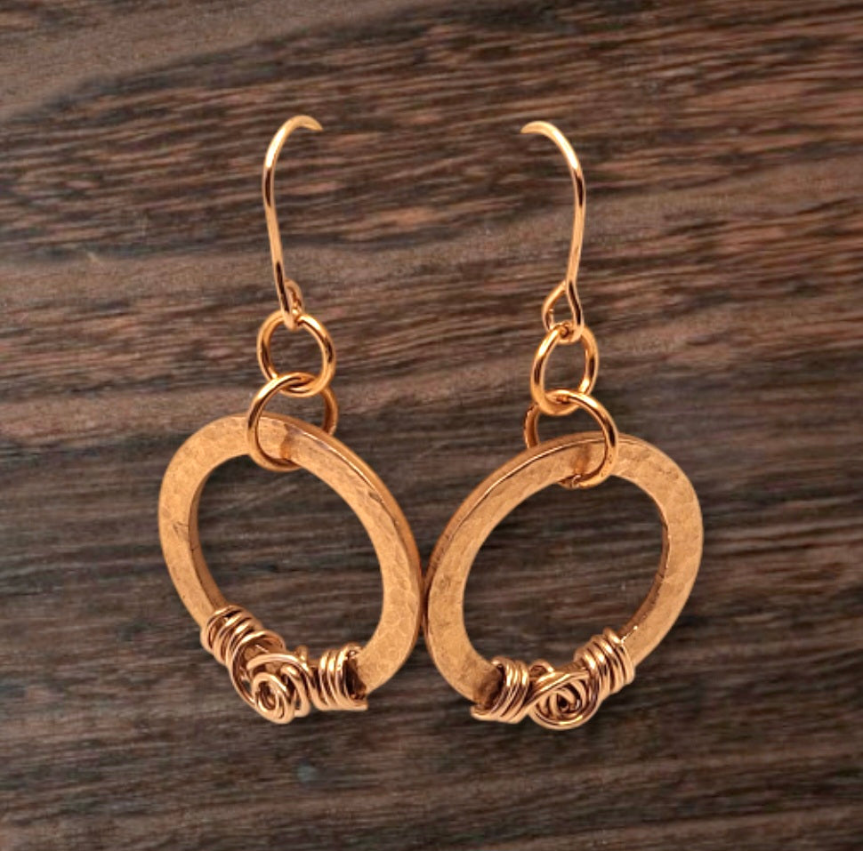 Hammered Copper Washer Earrings