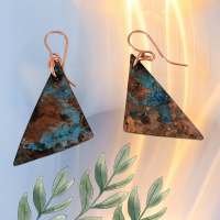 Triangle Copper Earrings with Blue Patina