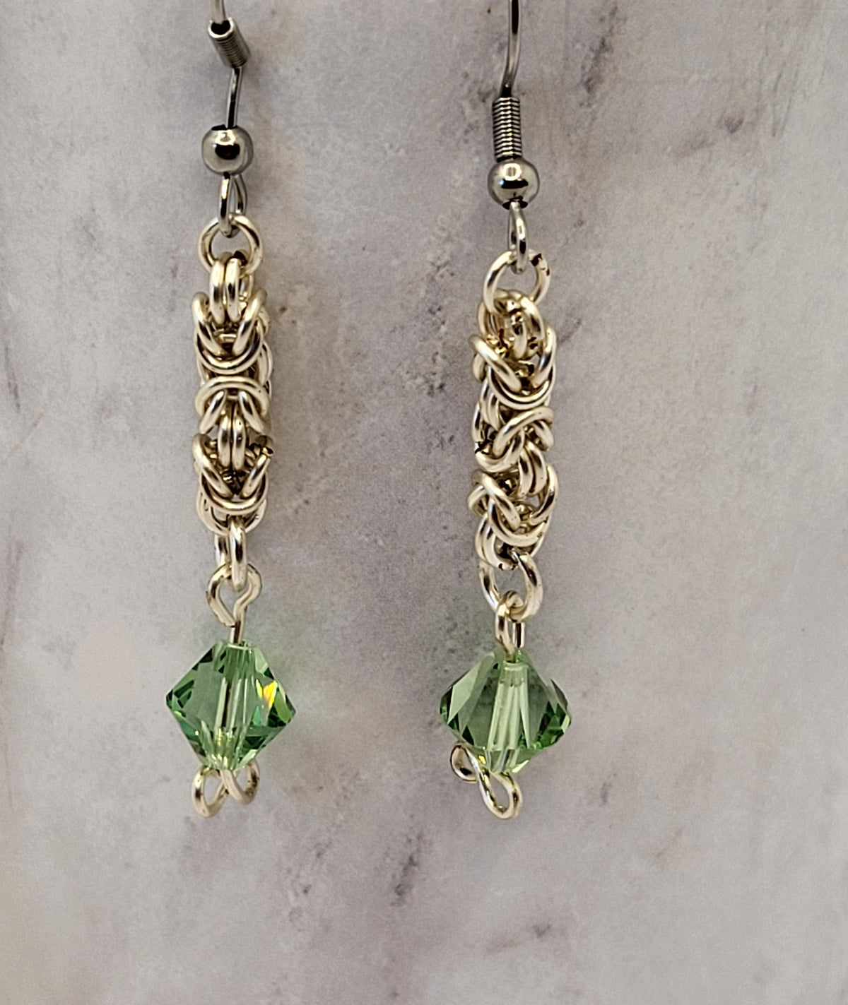 Peridot Color Crystal Earrings