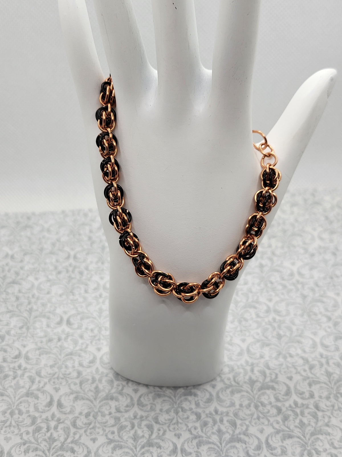 Black& Copper Chain Mail Bracelet