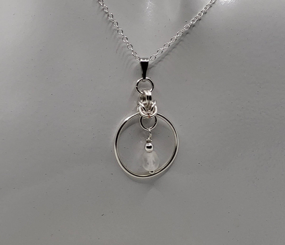 Sterling Silver hoop birthstone hoop necklace