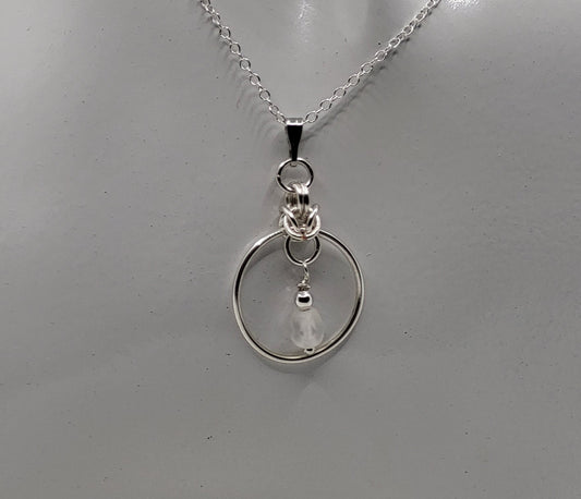 Sterling Silver hoop birthstone hoop necklace