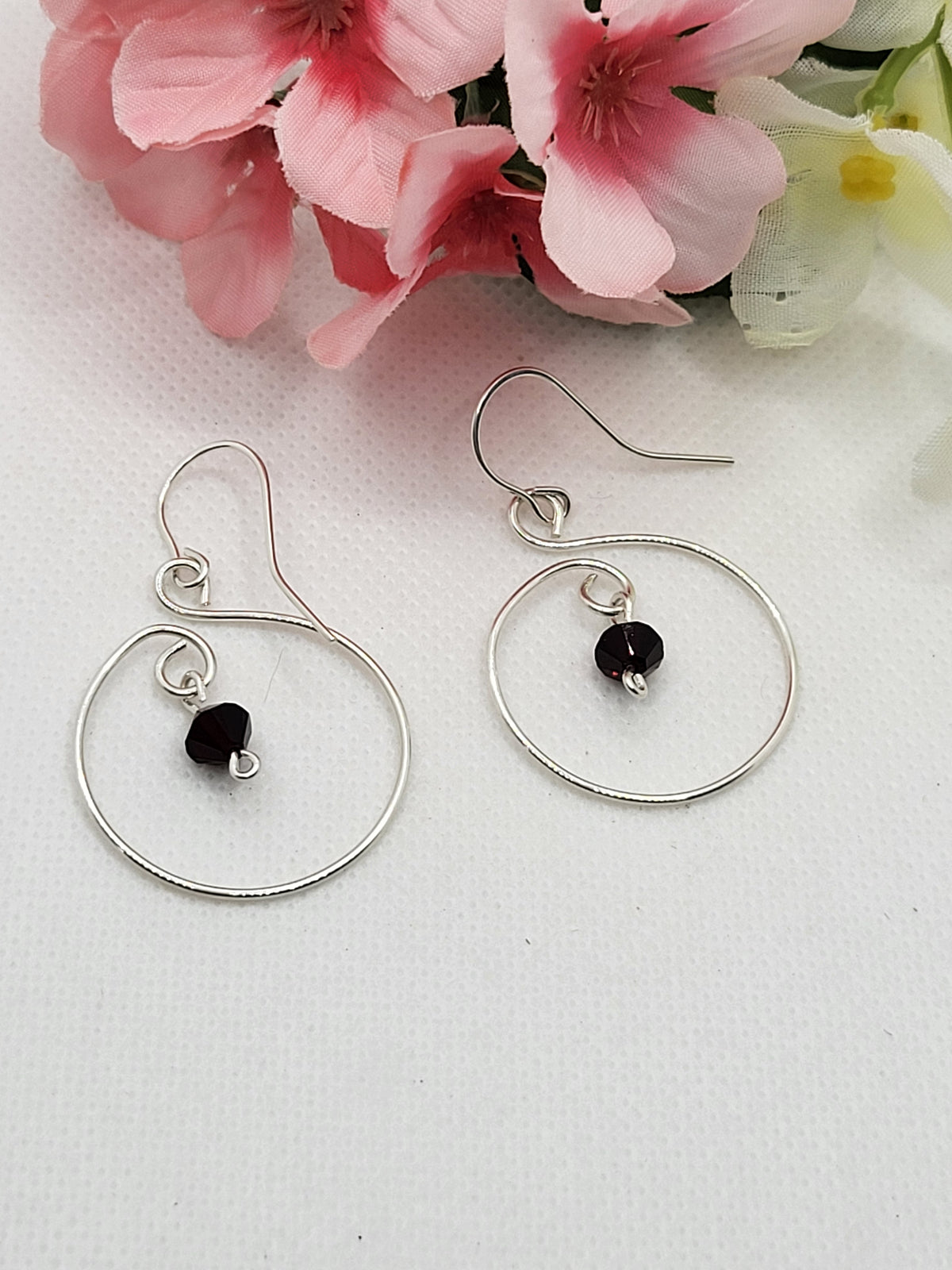 Hoop birthstone earrings