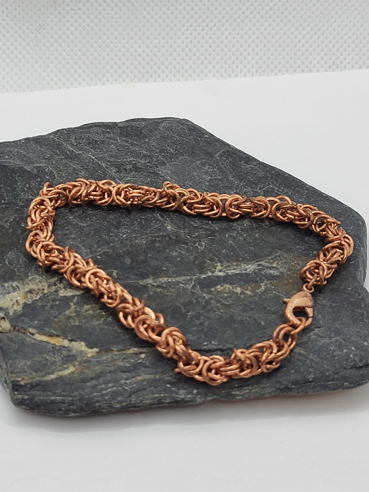 Tiny copper chain mail bracelet