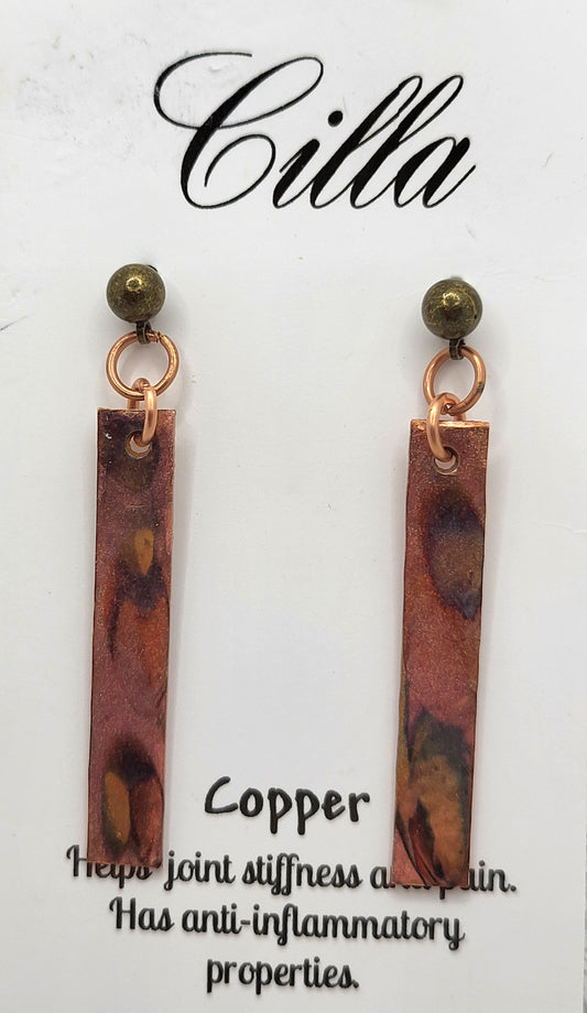 Flame Colored Rectangle Earrings