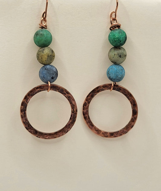 Copper Washer Earrings with Beads