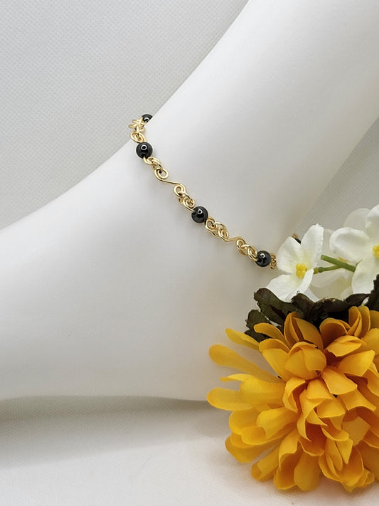 Gold tone chain mail anklet