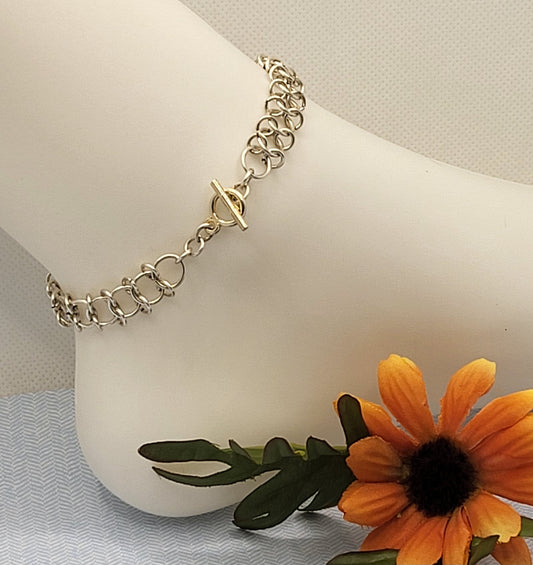 Silver tone anklet