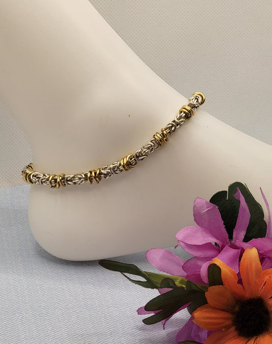 Silver and gold anklet