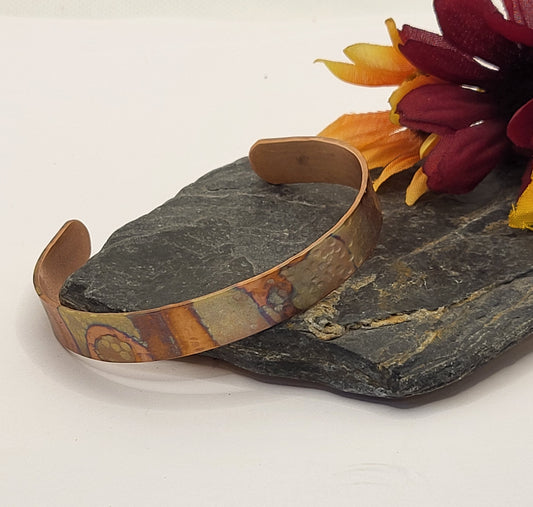 Narrow Flame Painted Copper Bracelet