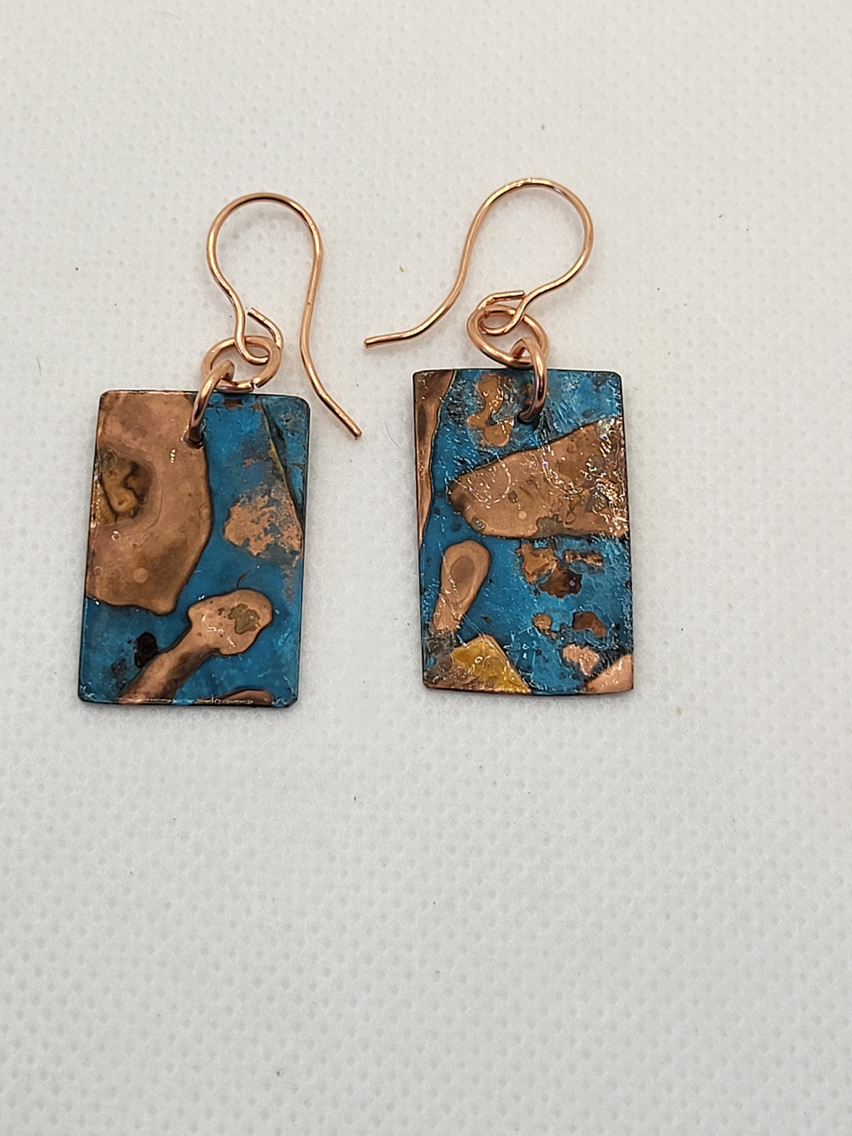 Rectangular oxidized copper earrings