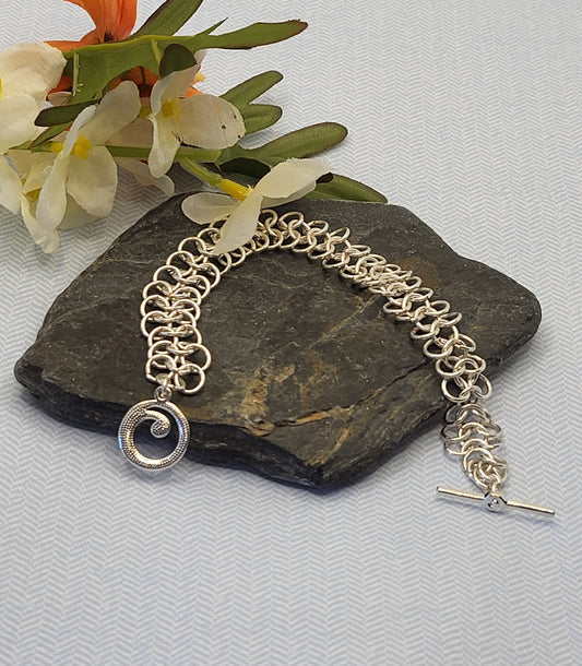 Silver chain mail bracelet