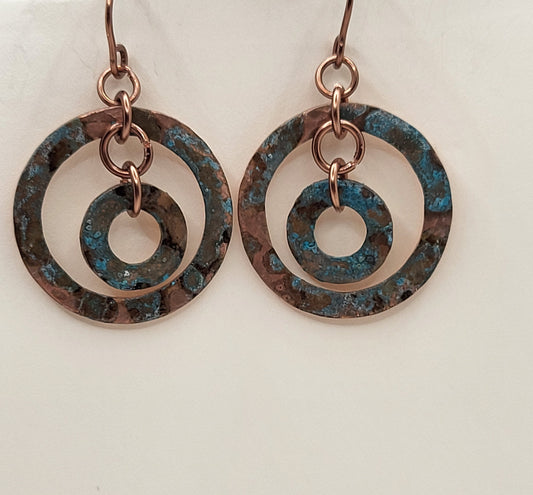 Copper Washer Earrings With Patina