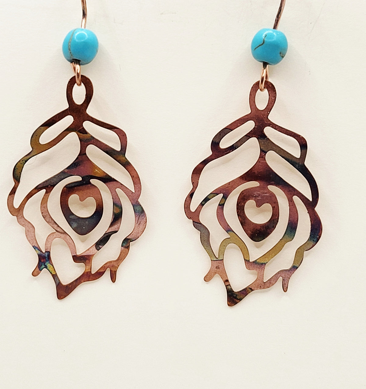 Flame Colored Filigree Earrings