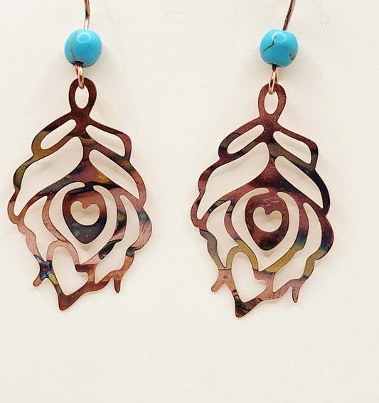 Flame Colored Filigree Earrings