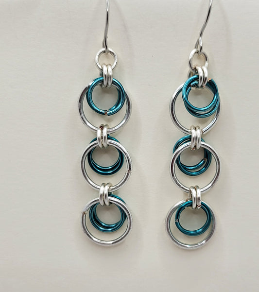 Blue & Silver Chain Mail Earrings