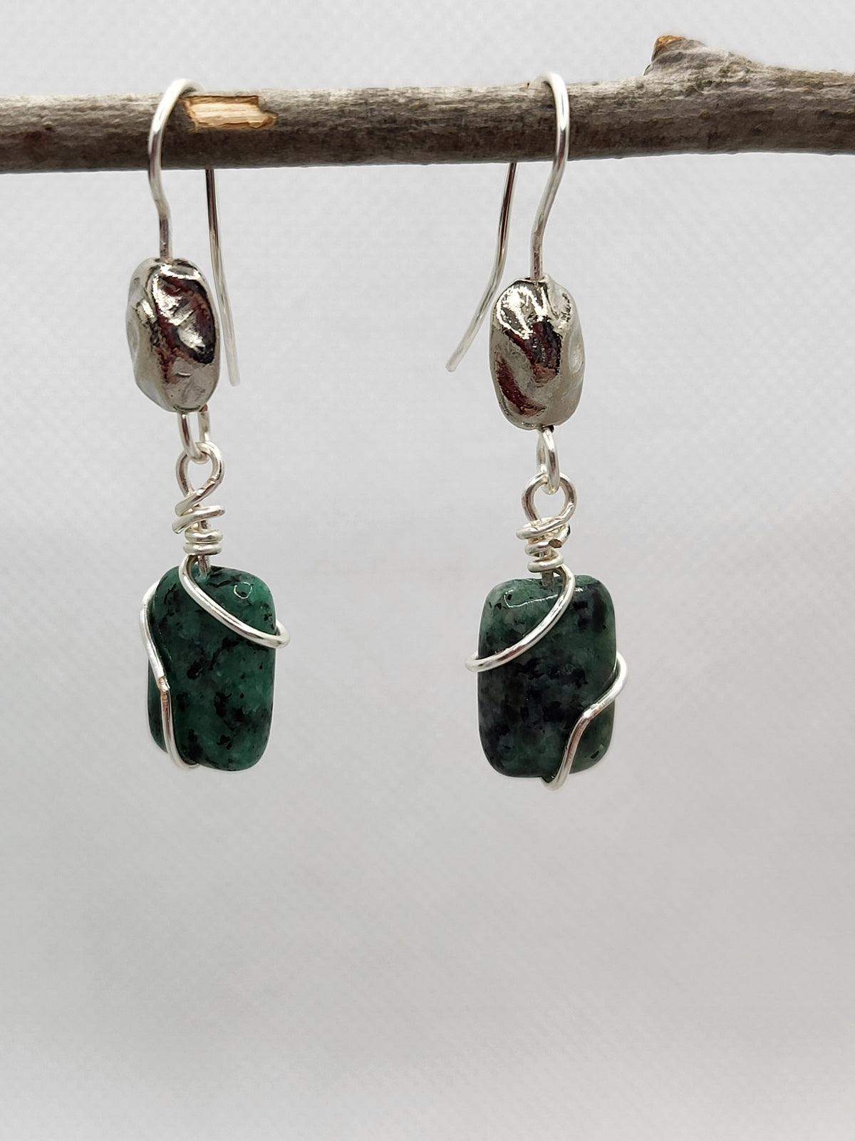 Silver & Blue-Green Earrings