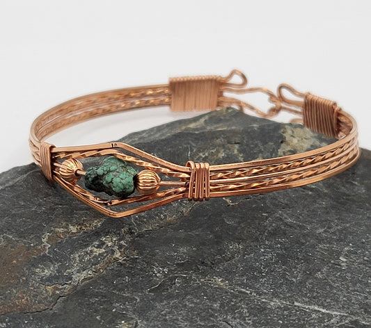 Copper Bracelet with Turquoise Nugget