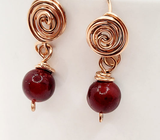 Mobius Style Earrings with Dyed Quartz Beads