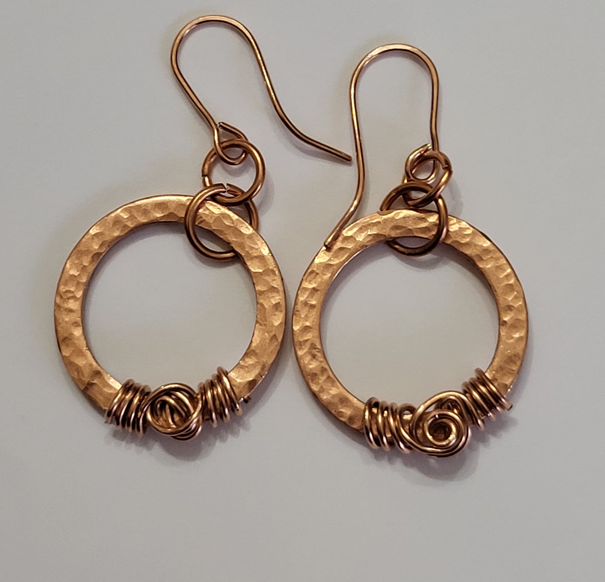 Hammered Copper Washer Earrings