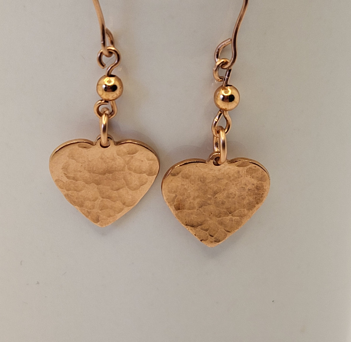 Hammered Heart Copper Earrings