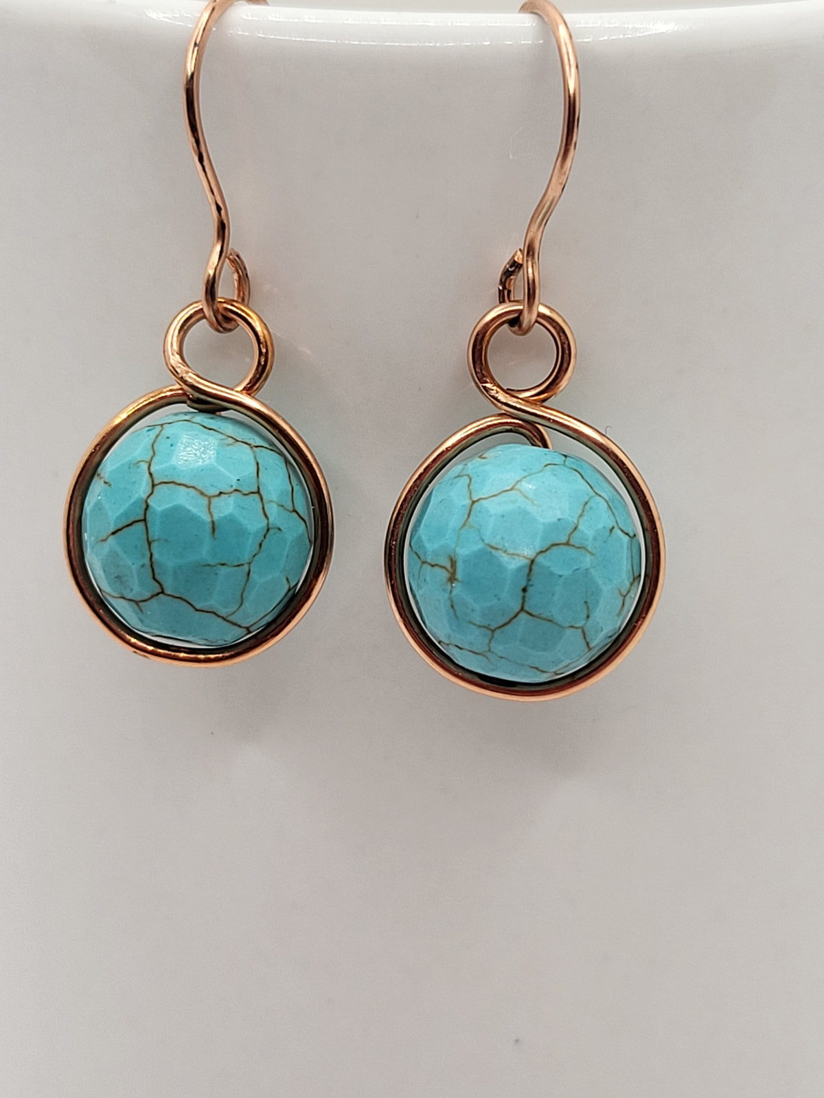 Howlite beads wrapped in copper