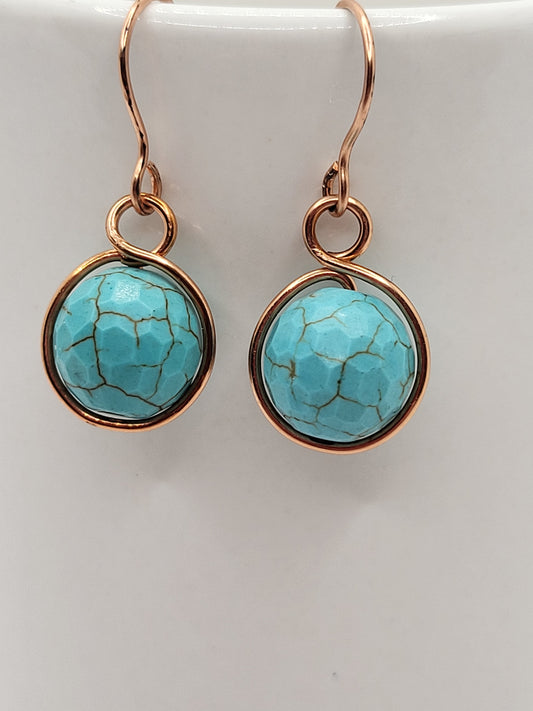 Howlite beads wrapped in copper