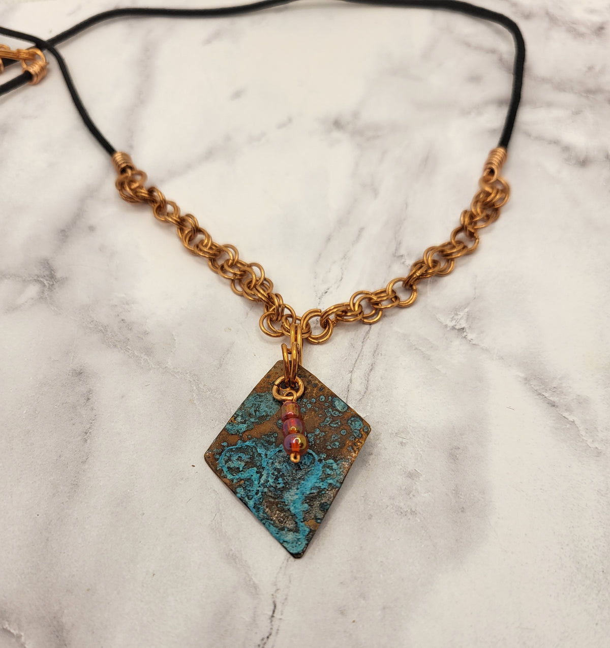 Copper Necklace with Patina