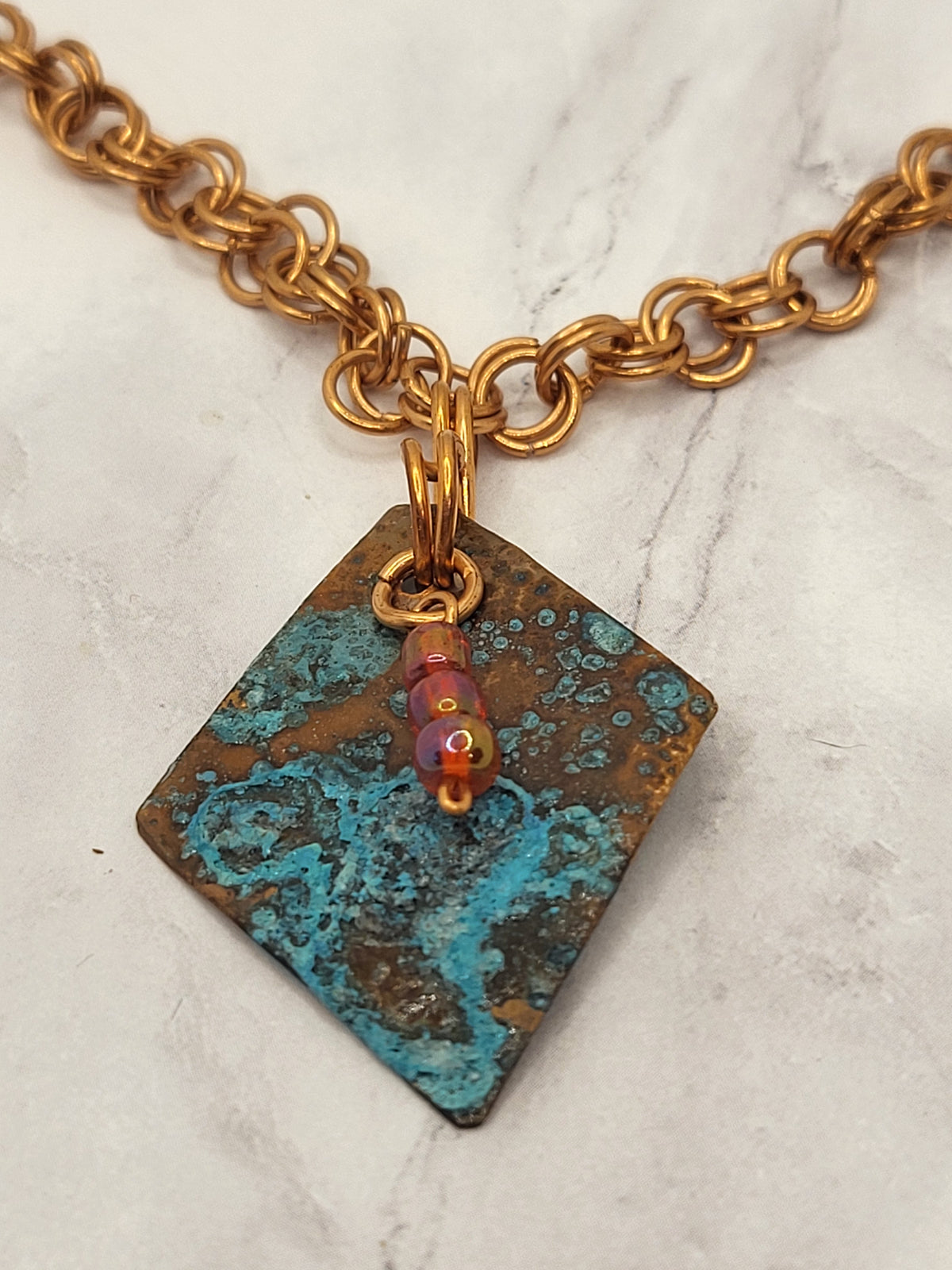 Copper Necklace with Patina