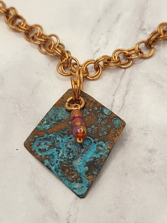 Copper Necklace with Patina