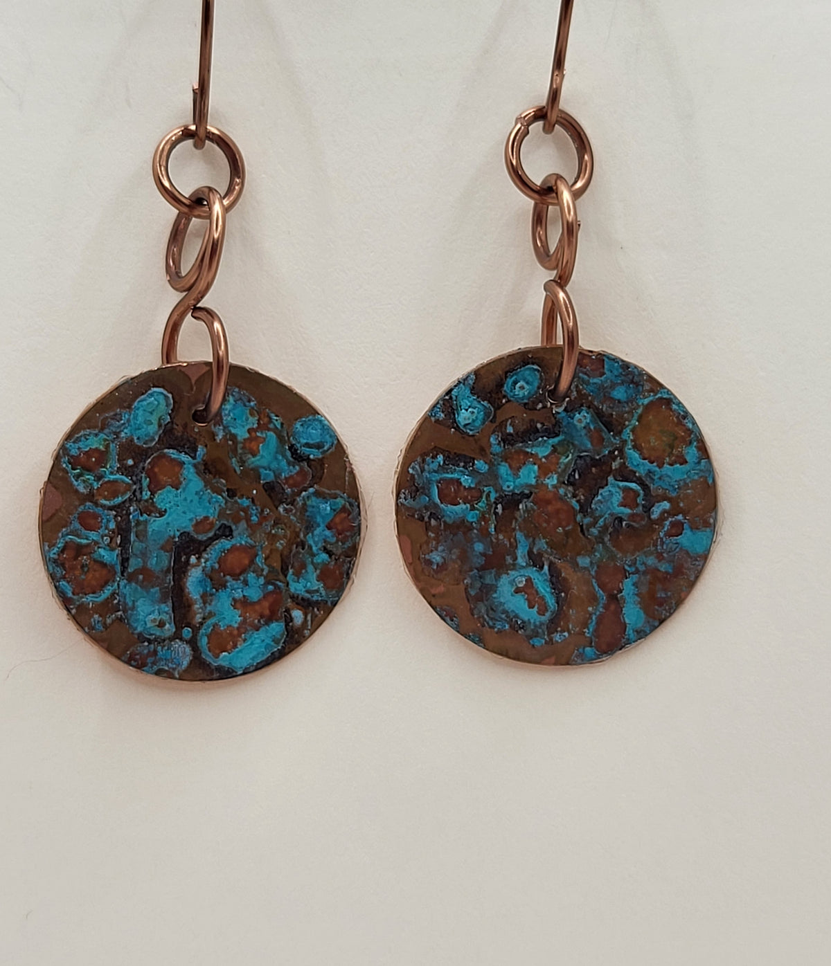 Round Copper Earrings With Patina
