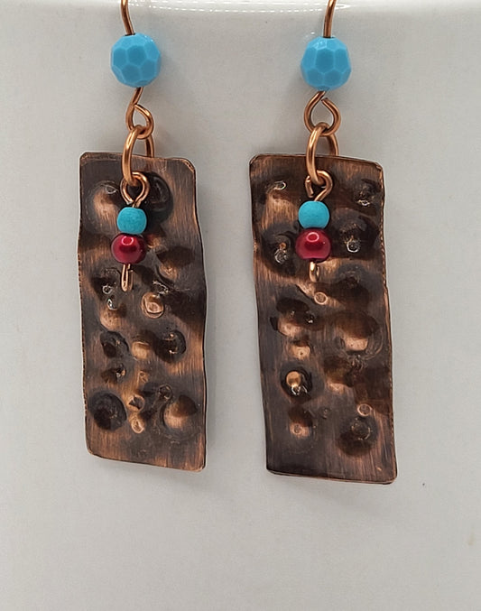Textured Copper Earrings