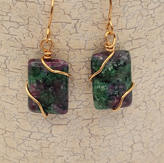 Copper Wrapped Jasper Earrings