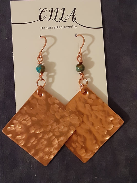 Hammered copper earrings