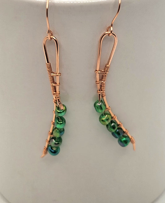 Copper earrings with small beads