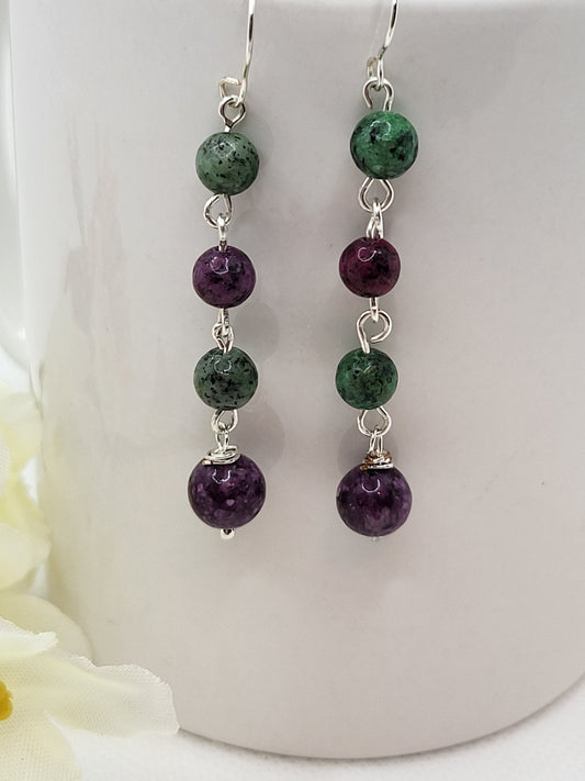Granite beaded earrings