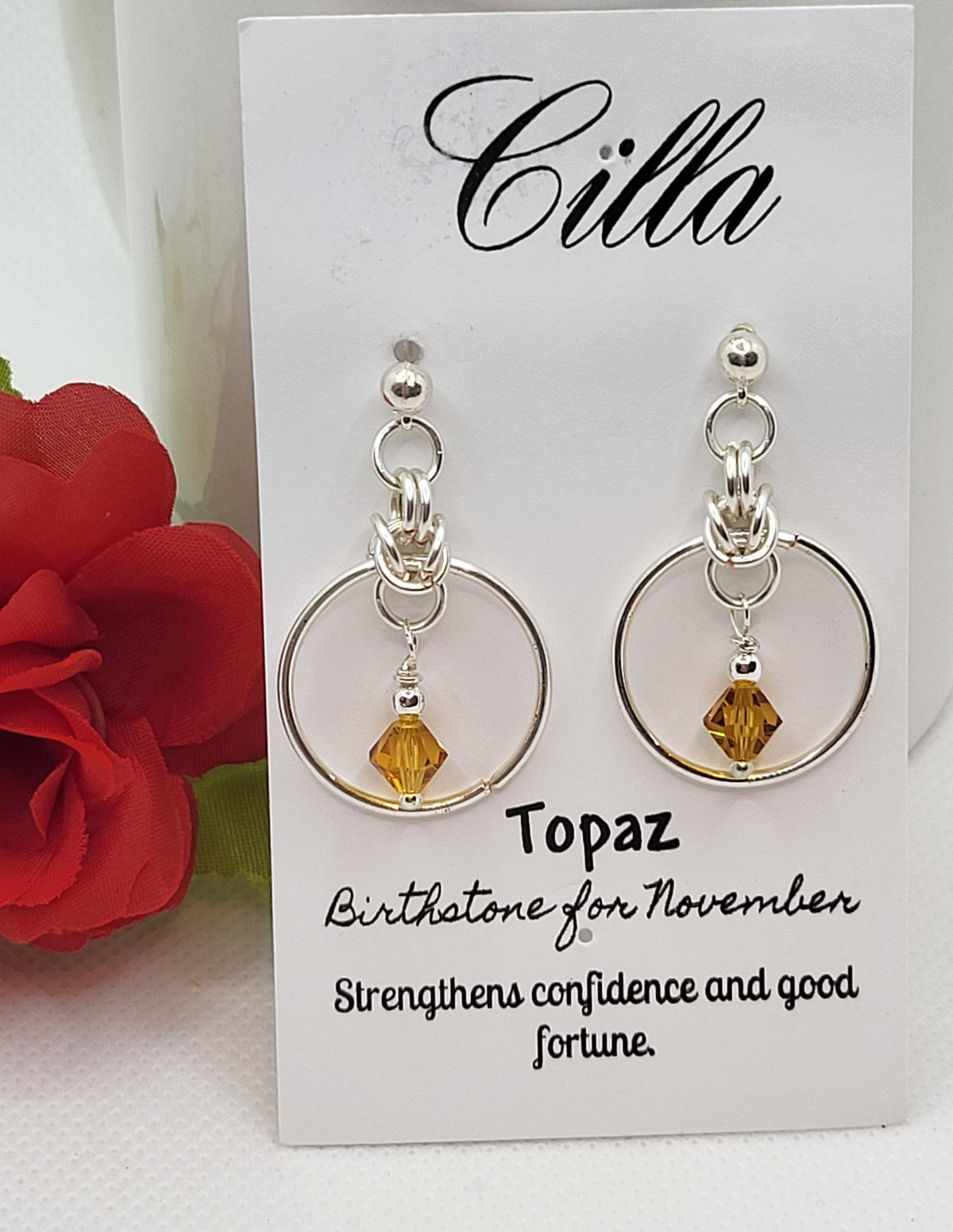 Sterling silver small birthstone hoop earrings