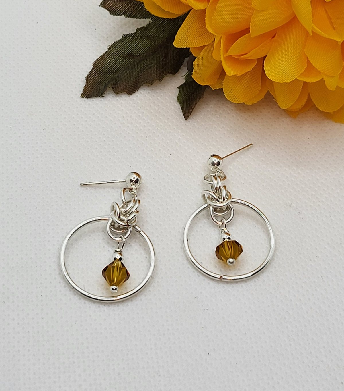 Sterling silver small birthstone hoop earrings