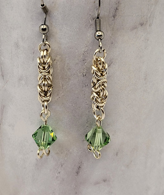 Peridot Color Crystal Earrings