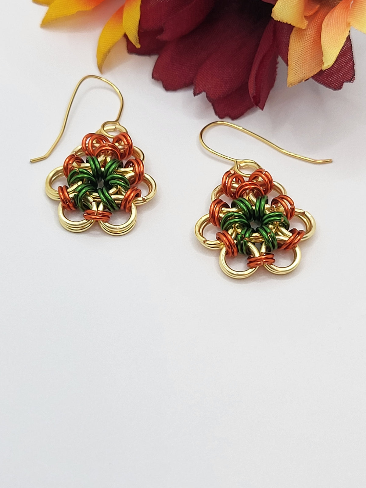 Fall Chain Mail Earrings
