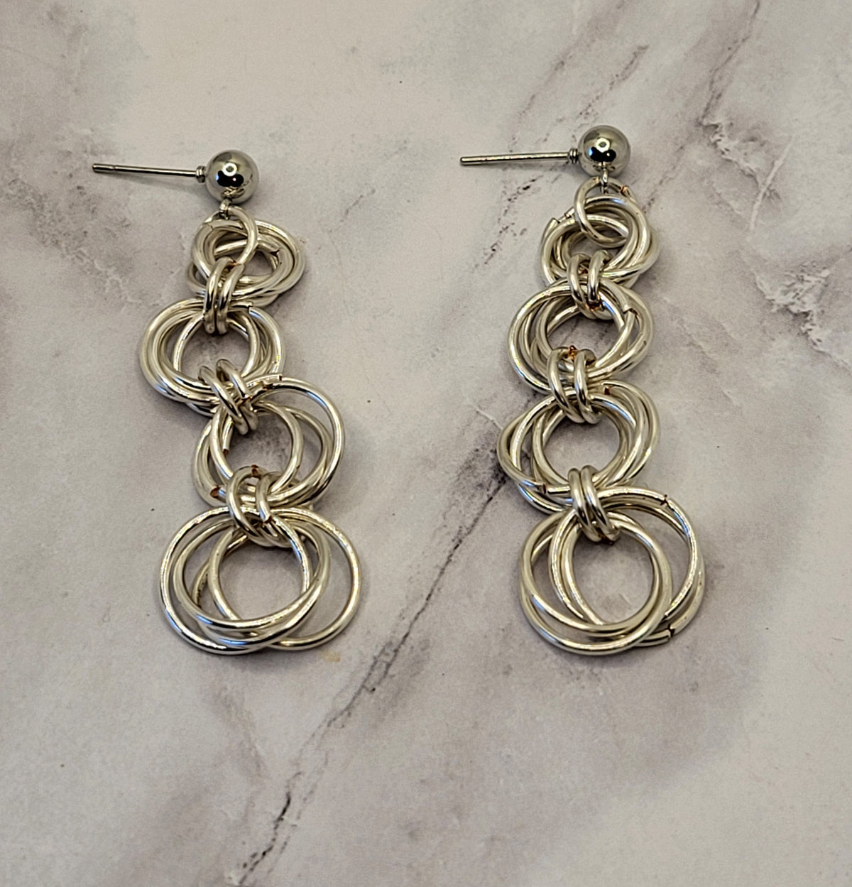 Silver 4 loop earrings with posts