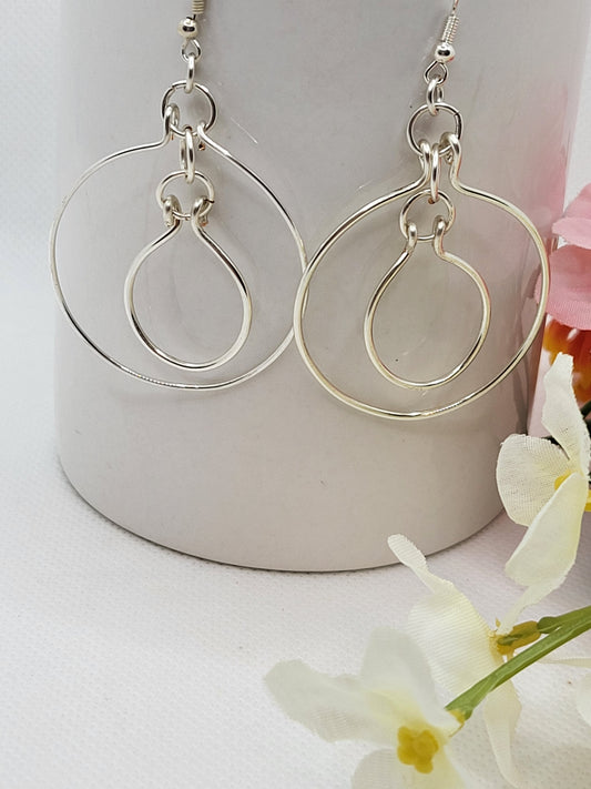 Silver Double hoop earrings