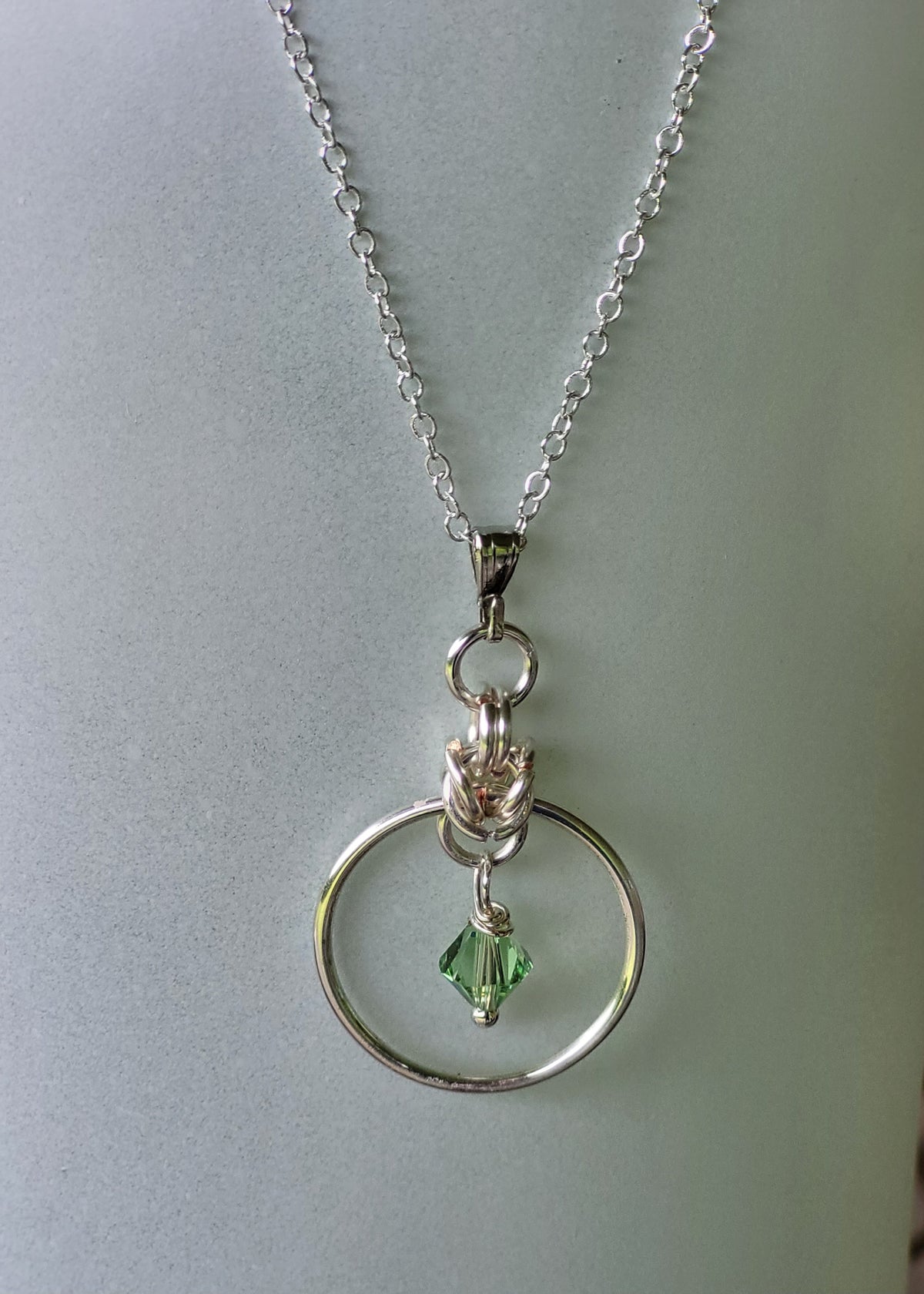 Sterling silver birthstone hoop necklace