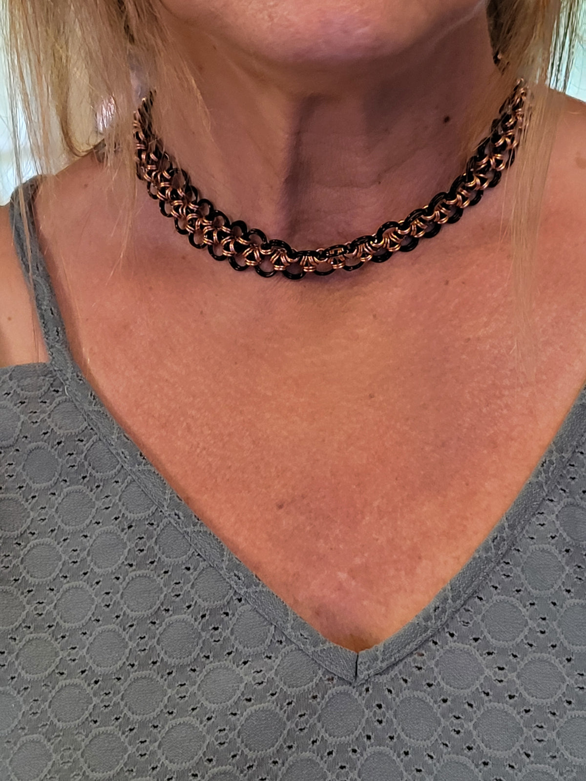 Black and Copper Choker necklace